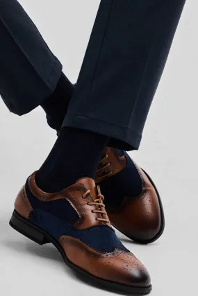 Brown Textured Oxford Shoes