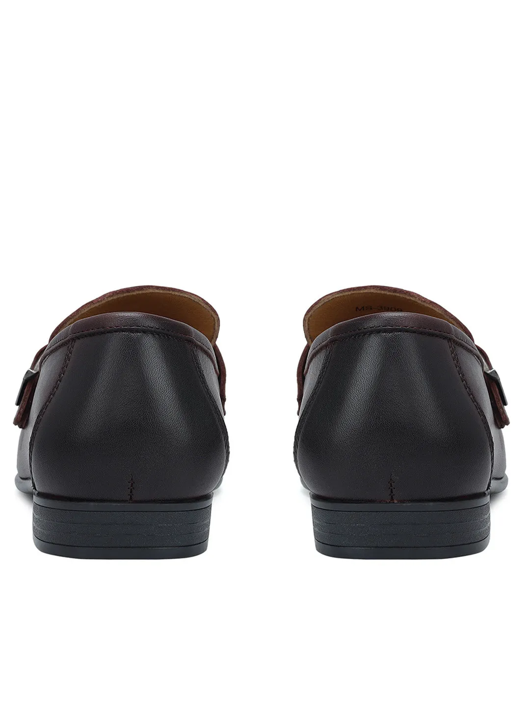 Burgundy Leather Loafers With Buckle
