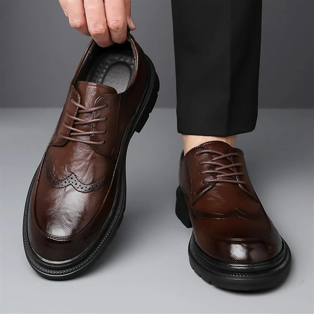 Casual Office Shoes for Men Men Oxford Dress Shoes New Men's Business Casual Leather Shoes Soft Soles Soft Pea Shoes Trend Men's Shoes Fashion Driving Shoes Lace-up