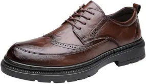 Casual Office Shoes for Men Men Oxford Dress Shoes New Men's Business Casual Leather Shoes Soft Soles Soft Pea Shoes Trend Men's Shoes Fashion Driving Shoes Lace-up