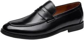 Dress Oxford for Men Slip On Genuine Leather Men's Breathable Italian Handmade British Footwear for Mens Non Slip Low Top Block Heel Anti-Slip Working