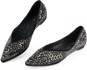 Flats Shoes Women Rhinestone Pointed Head Ballet Flats Comfortable Soft Memory Foam Insole Flat Shoes for Women Comfortable Dress Shoes