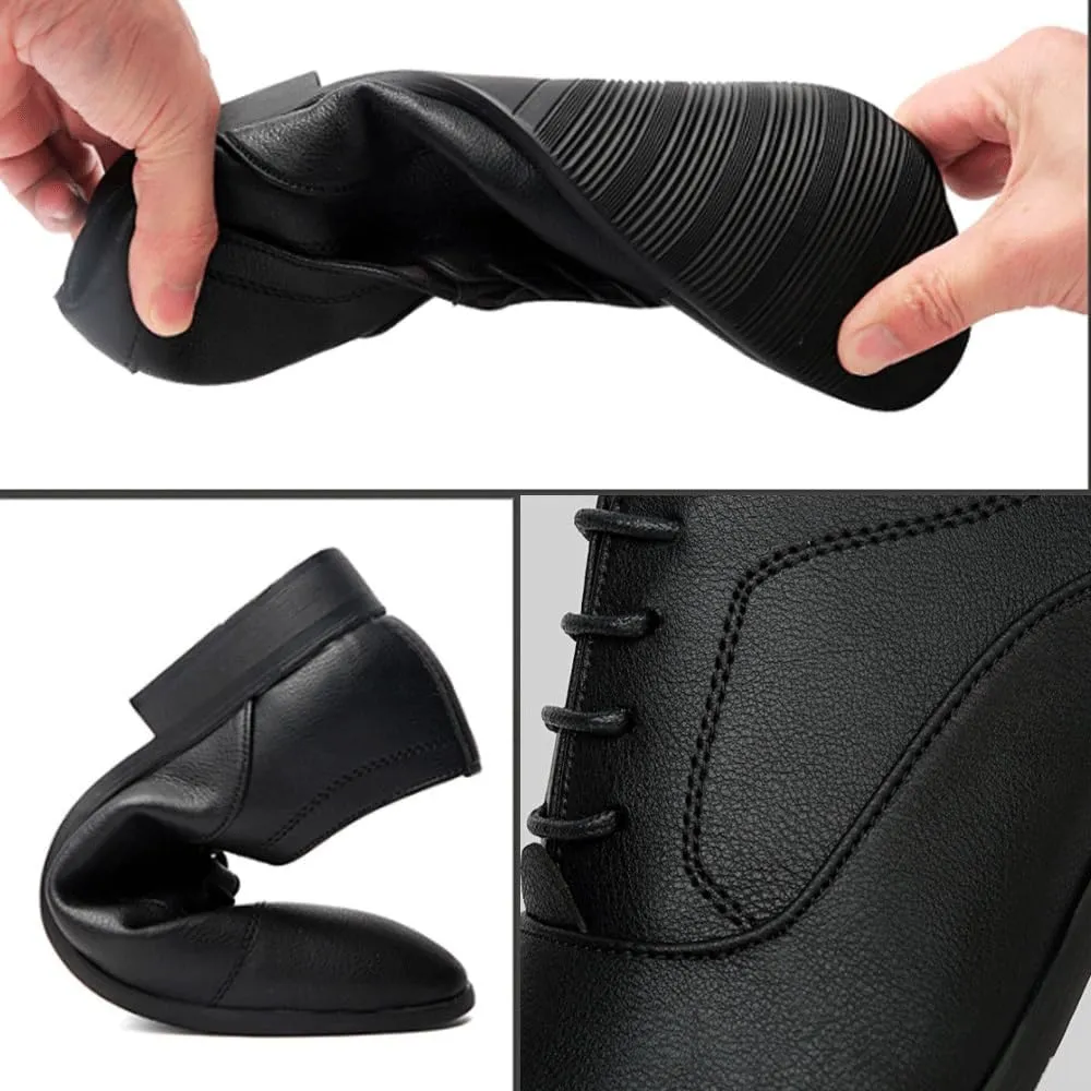 Formal Dress Shoes for Men Prom Dress Oxford for Men Lace Up Pointed Toe Leather Cap Toe New Shoes Rubber Low Top Non Slip Prom