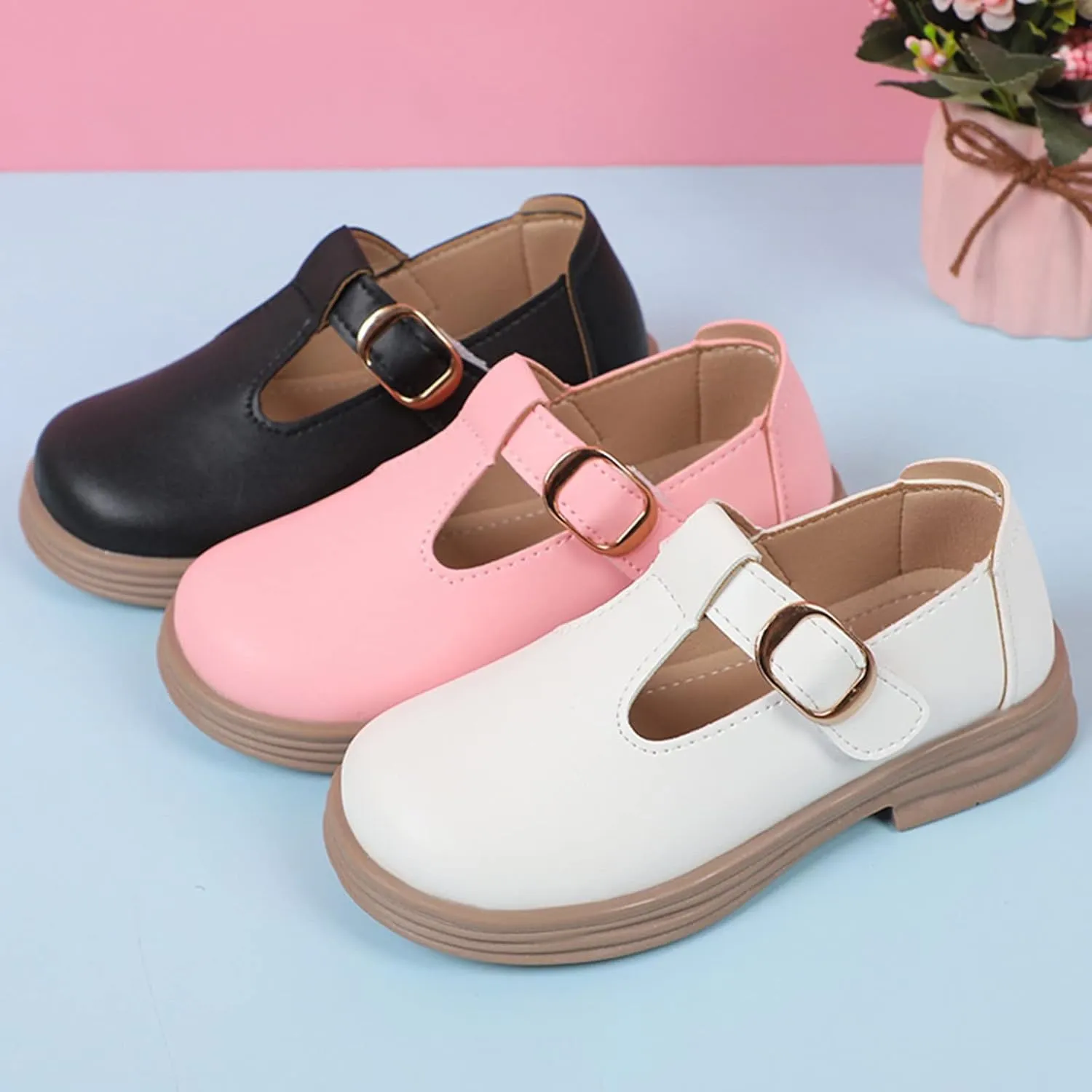 Girls Chunky Heel Mary Jane Dress Shoes School 𝗨niform T-Strap Ballet Flat𝘀 Toddler Sneaker Girls 12 Size Toddler
