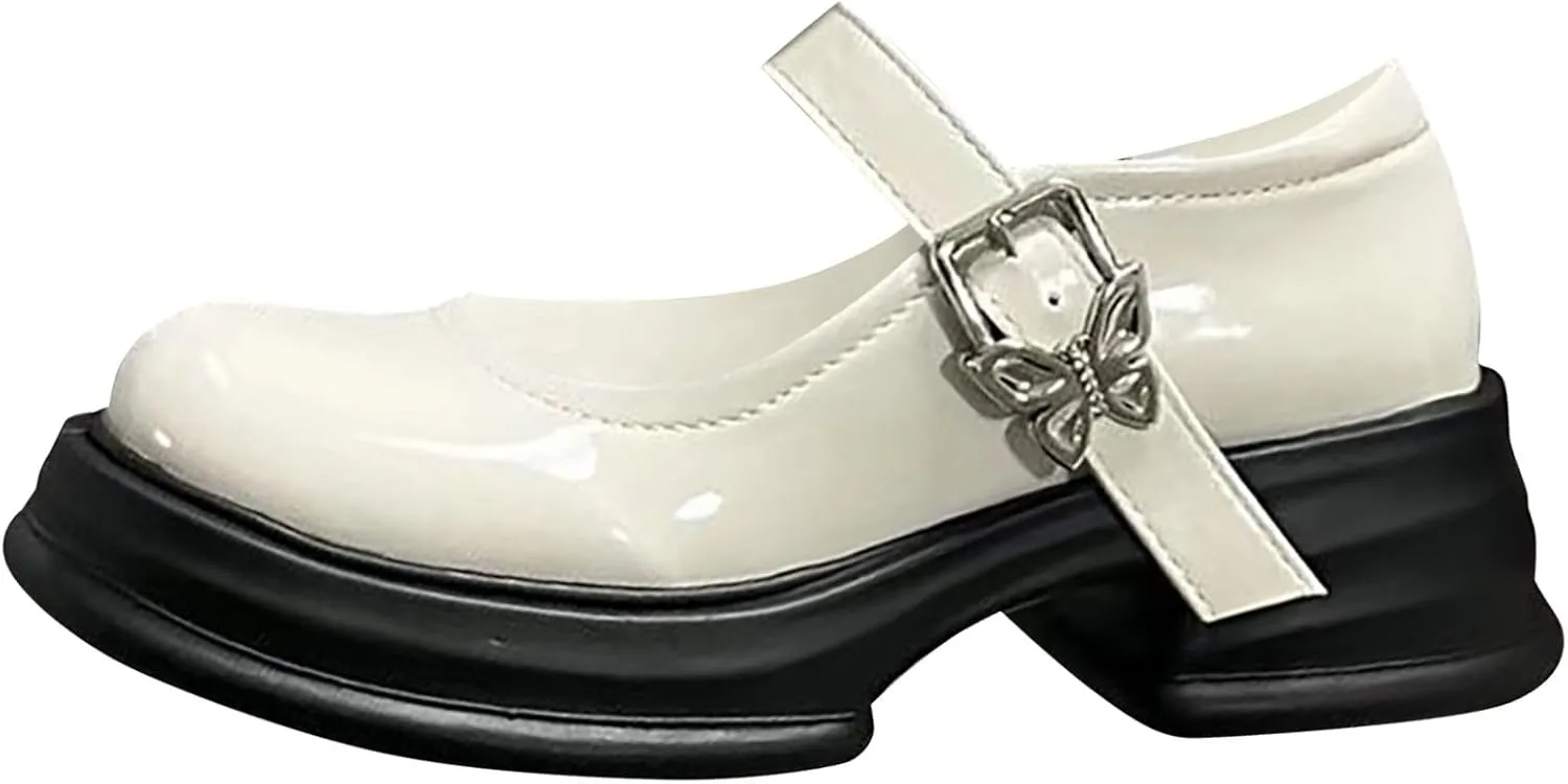 Girls Dress Shoes Chunky Loafers for Girl Platform Mary Jane School Uniform Shoes Round Toe Slip On Kids Dress up Shoes