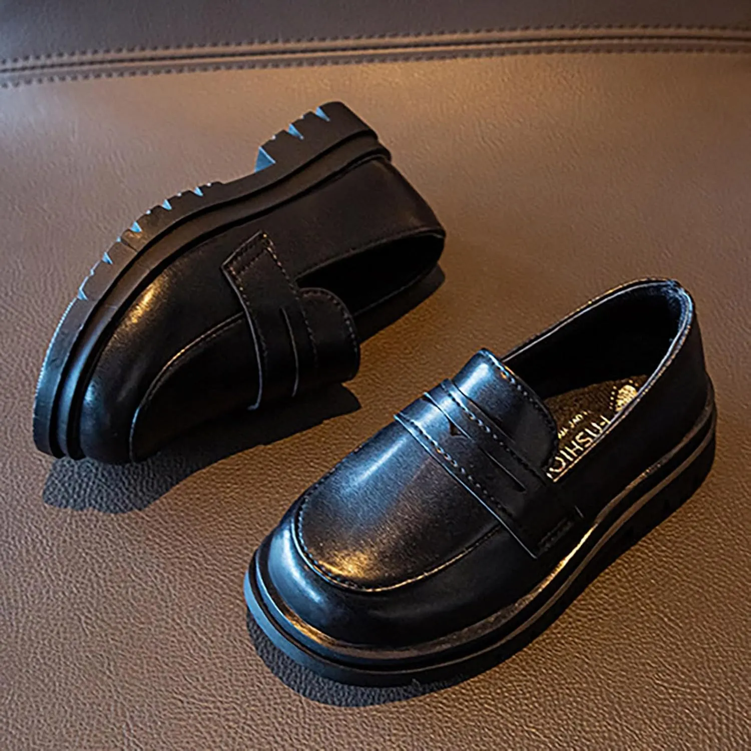 Girls Dress Shoes Chunky Loafers for Kid Platform Penny Loafers Round Toe School Uniform Slip On Oxford Shoes