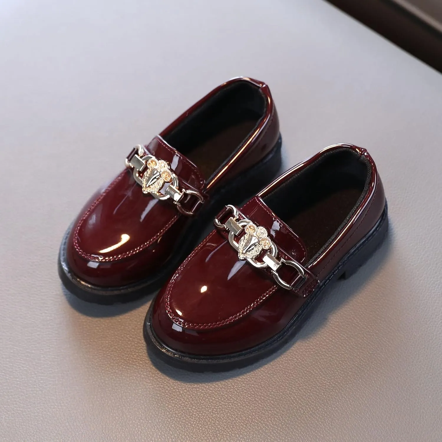 Girls Slip On Leather Shoes Loafer Decoration School Dress Shoes for Girls Tall Boots Riding