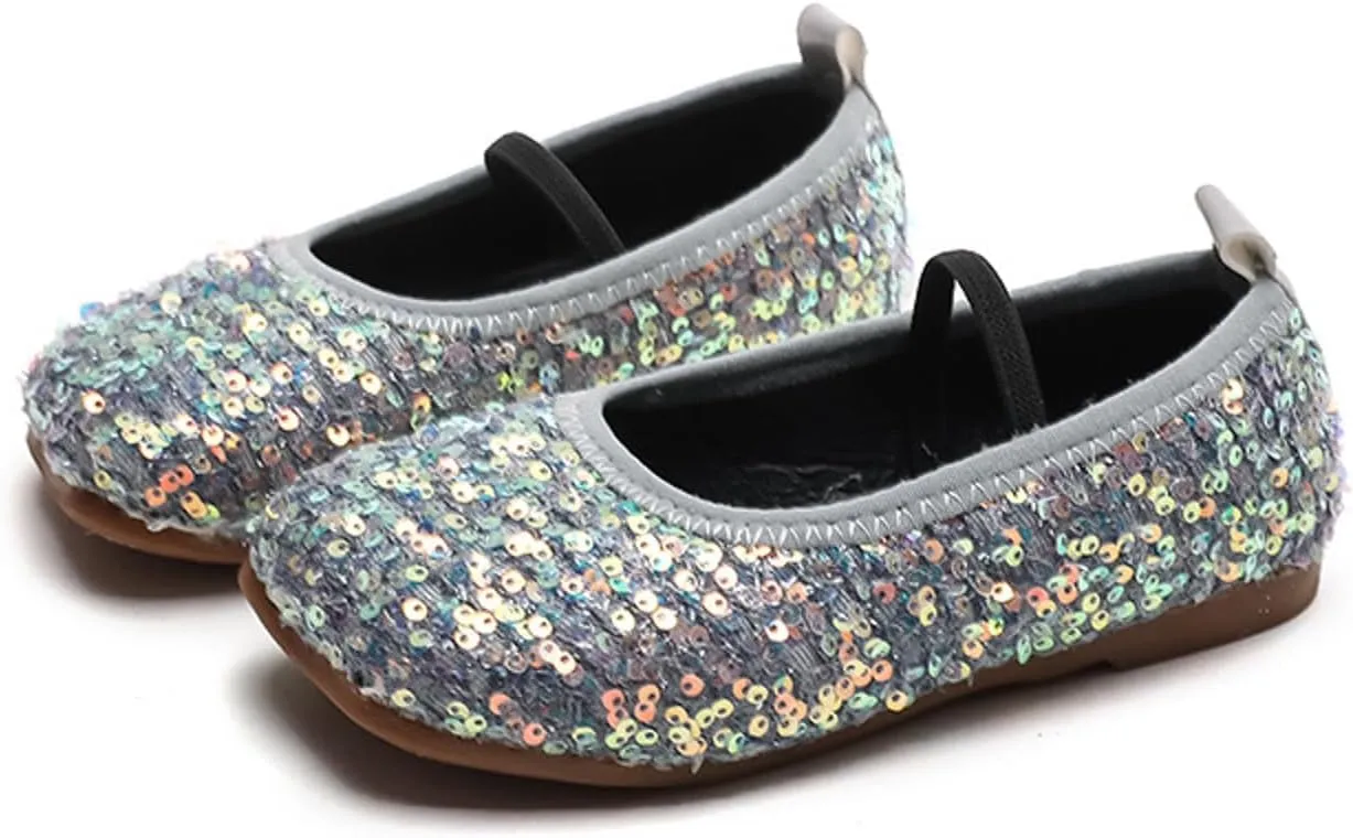 IWIHMIV Girls Ballet Flat Dress Shoes Comfortable Mary Jane Wedding Party Non Slip Flower Princess Shoes