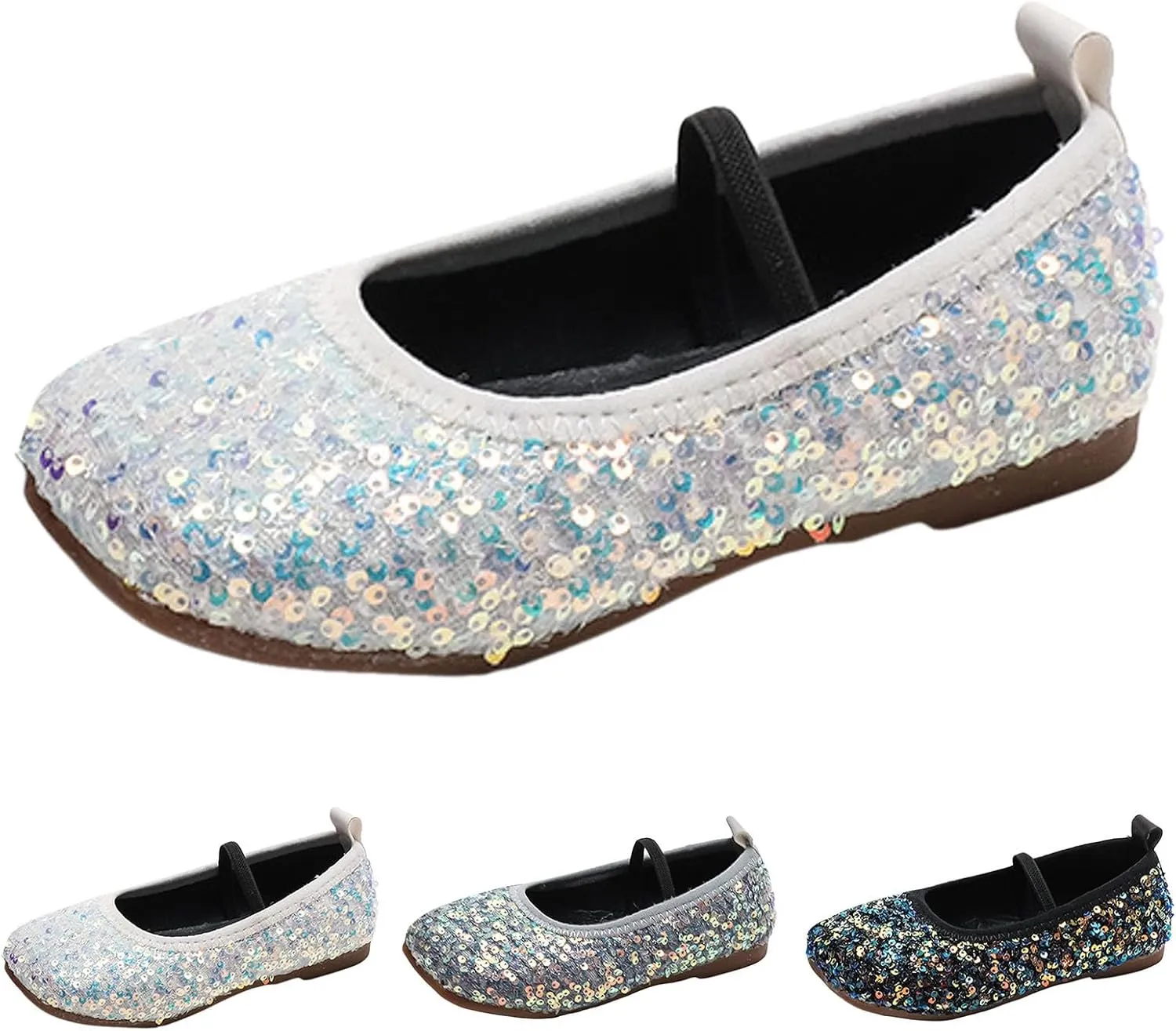 IWIHMIV Girls Ballet Flat Dress Shoes Comfortable Mary Jane Wedding Party Non Slip Flower Princess Shoes
