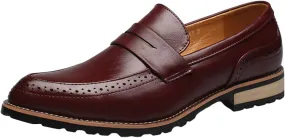 JiuQing Men's Slip-On Dress Shoes Brogues Formal Oxfords Pointed Toe Casual Business Loafers