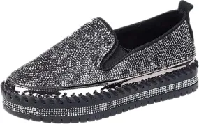 Ladmiple Sneakers For Women Walking Shoes Wide Width Glitter Sparkly Fashion Slip On Dressy Casual Summer Flats Loafers