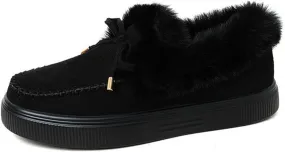 Lausiuoe Boots For Women Ankle Booties Winter Slip On Comfortable Snow Fuzzy Boots Fashion Casual Walking Shoes Loafers