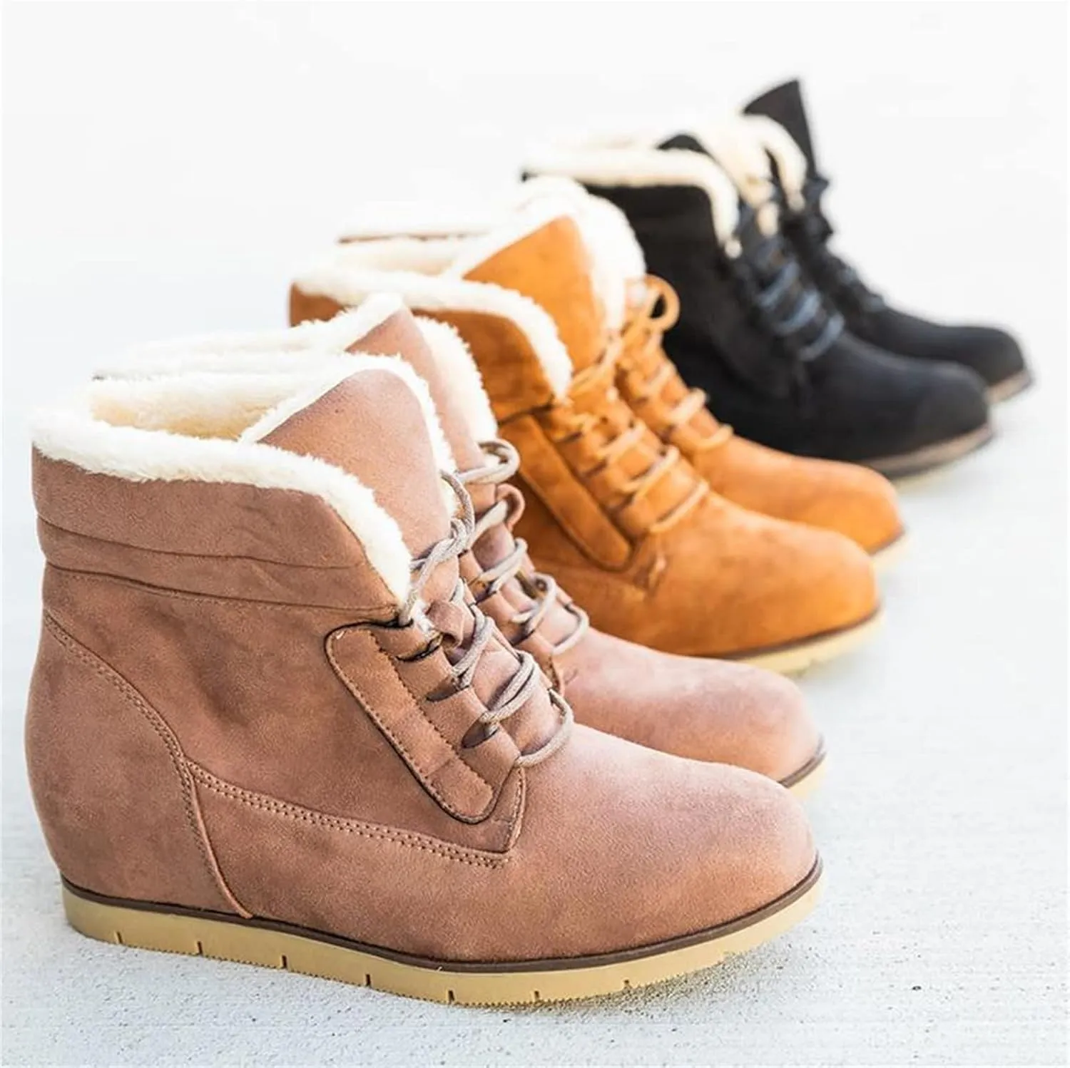 Lausiuoe Boots For Women Ankle Booties Winter Slip On Comfortable Snow Fuzzy Boots Fashion Casual Walking Shoes Loafers