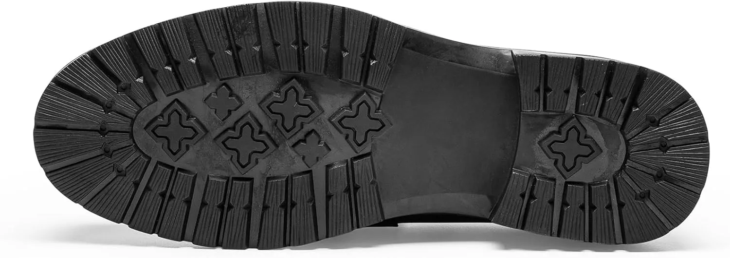Loafers for Men - Platform Horsebit Loafers in Genuine Leather | Thick Sole Dress Shoes with Metal Emblem