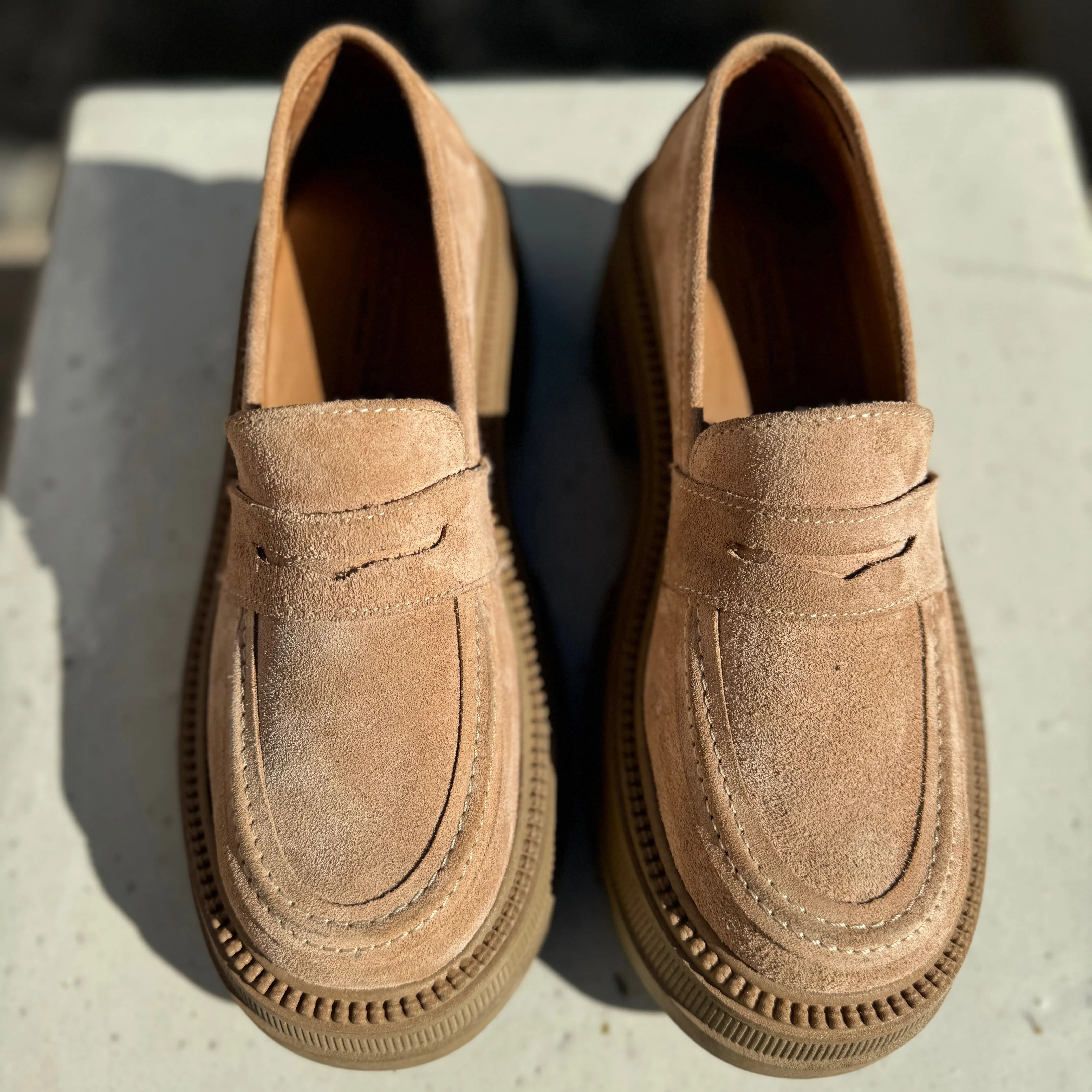 Marcy Platform Loafers in Sand
