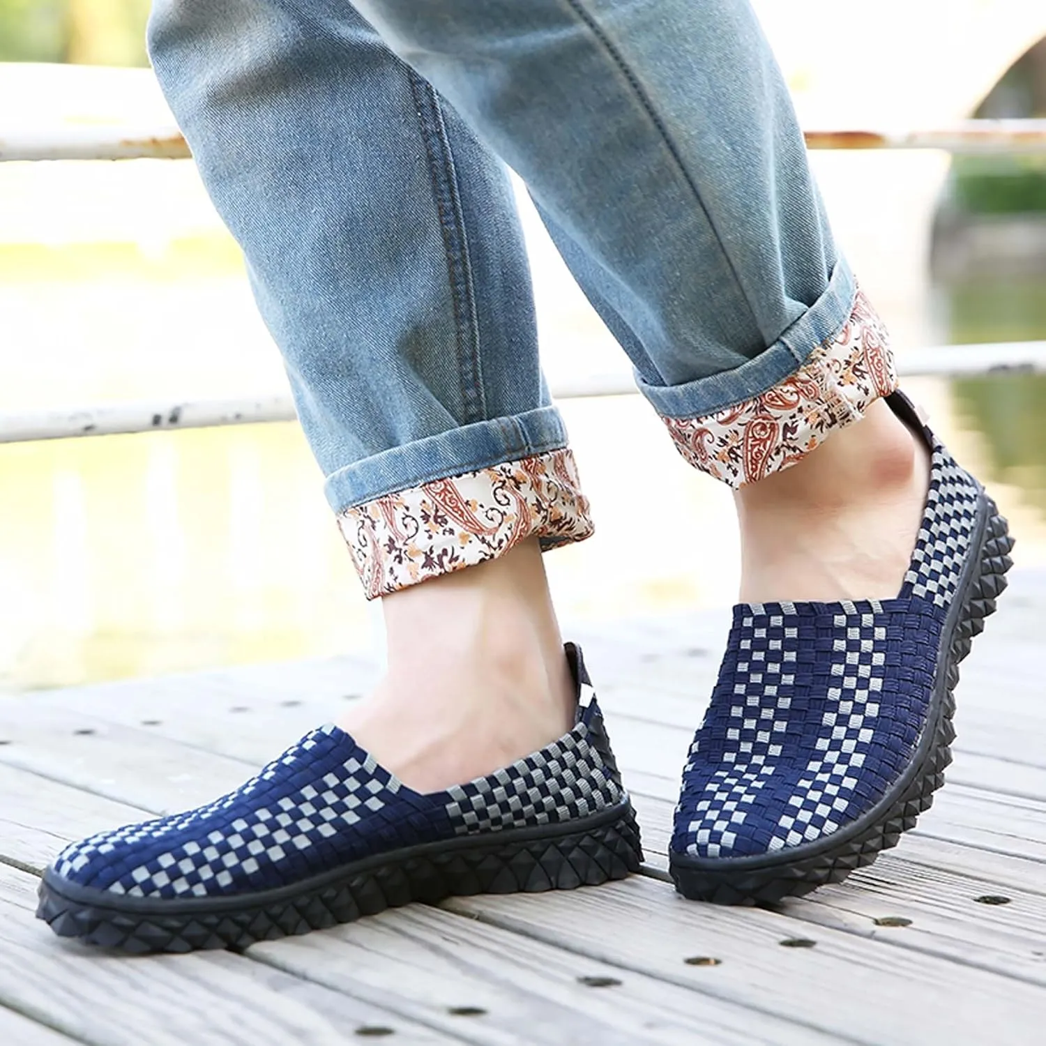 Men's Casual Walking Shoes,Hand Sewn,Women's Non-Slip Flat Shoes,Comfortable Summer Breathable Shoes,Fashion Sneakers - Comfortable Sandals，