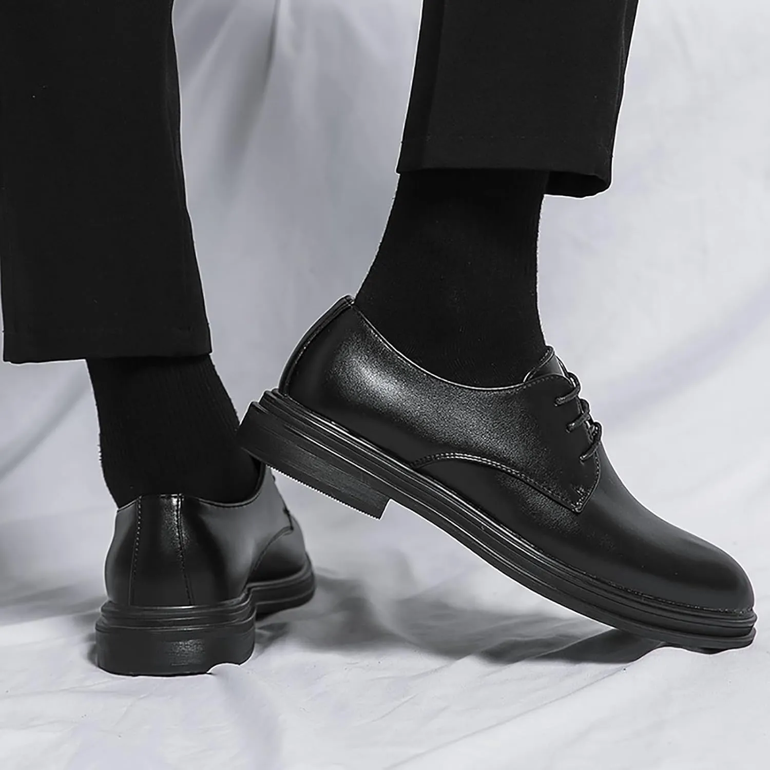 Men's Classic Lace Up Oxfords Dress Shoes,Fashion Pointed Toe Business Wedding Work Oxford Formal Shoes Faux Patent Leather Tuxedo Derby Shoes