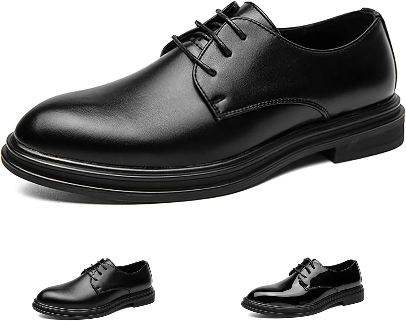 Men's Classic Lace Up Oxfords Dress Shoes,Fashion Pointed Toe Business Wedding Work Oxford Formal Shoes Faux Patent Leather Tuxedo Derby Shoes