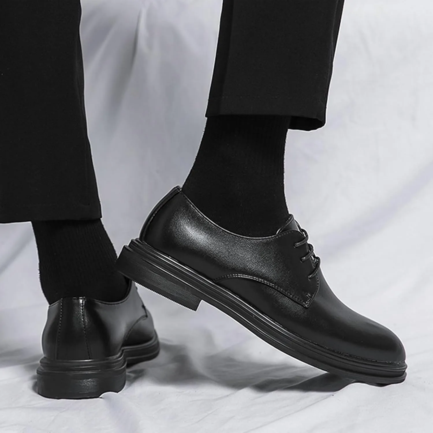 Men's Classic Lace Up Oxfords Dress Shoes,Fashion Pointed Toe Business Wedding Work Oxford Formal Shoes Faux Patent Leather Tuxedo Derby Shoes