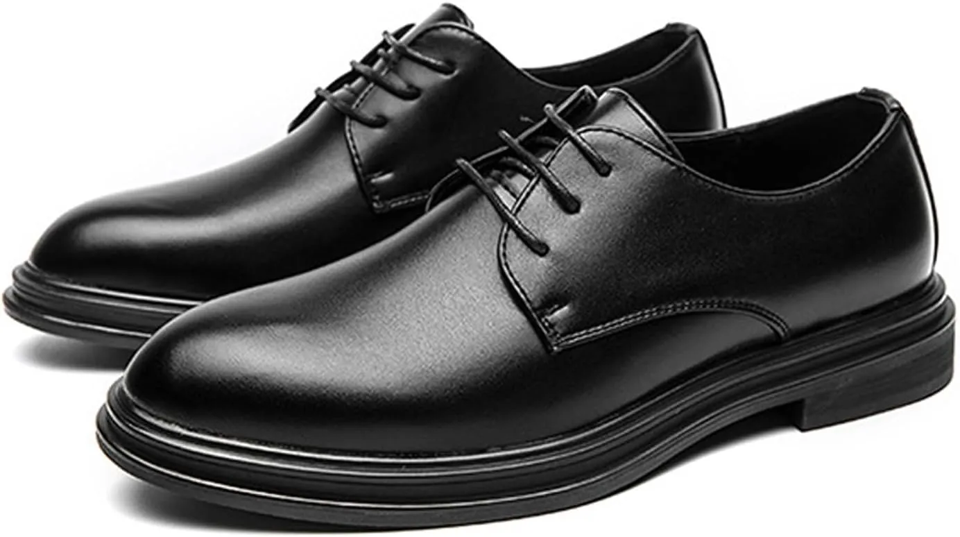 Men's Classic Lace Up Oxfords Dress Shoes,Fashion Pointed Toe Business Wedding Work Oxford Formal Shoes Faux Patent Leather Tuxedo Derby Shoes