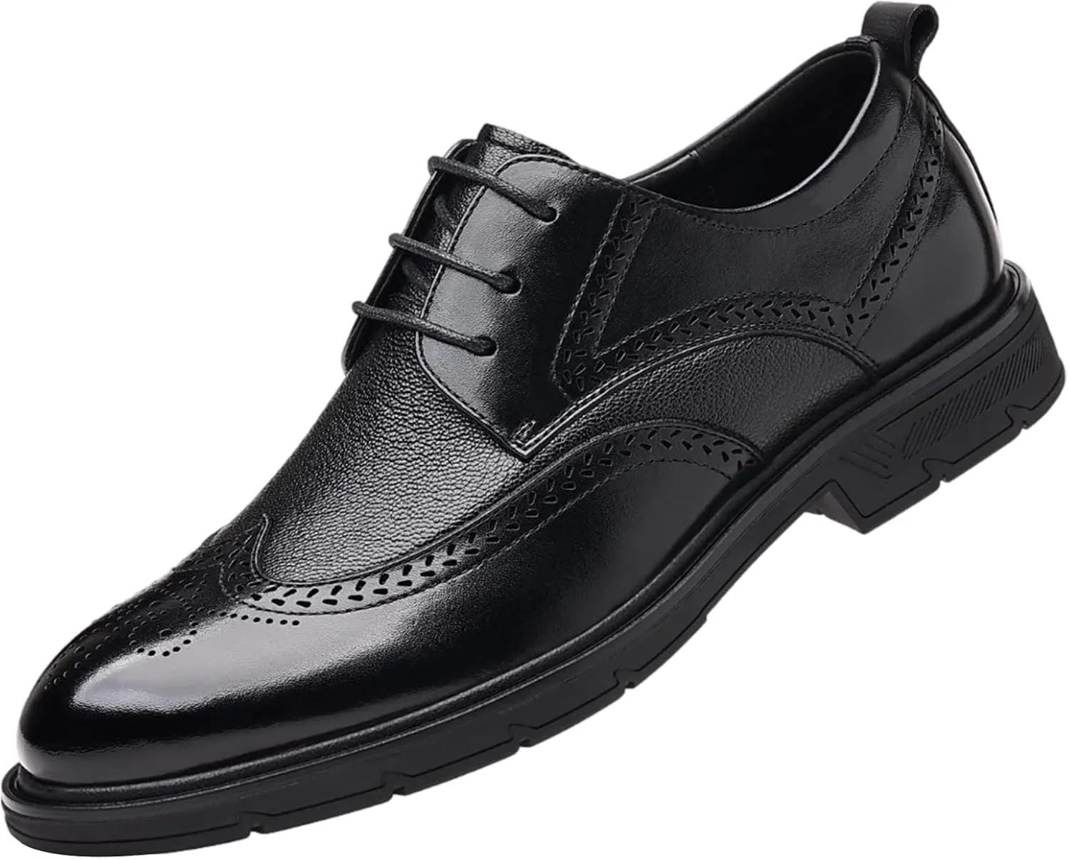 Men's Genuine Leather Derby Brogues Formal Lace-up Business Wedding Dress Shoes