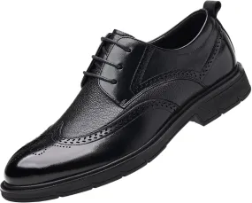 Men's Genuine Leather Derby Brogues Formal Lace-up Business Wedding Dress Shoes