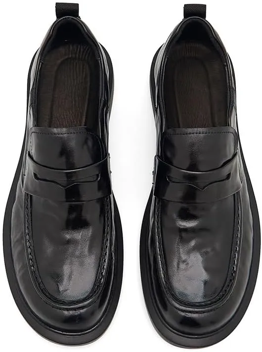 Mens Genuine Leather Dress Shoes Formal Slip On Penny Party Loafer Shoes for Men