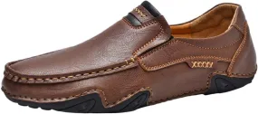 Mens Handmade Leather Slip On Loafers Slip-ins Working Dress Casual Outdoor Lightweight Cushioning