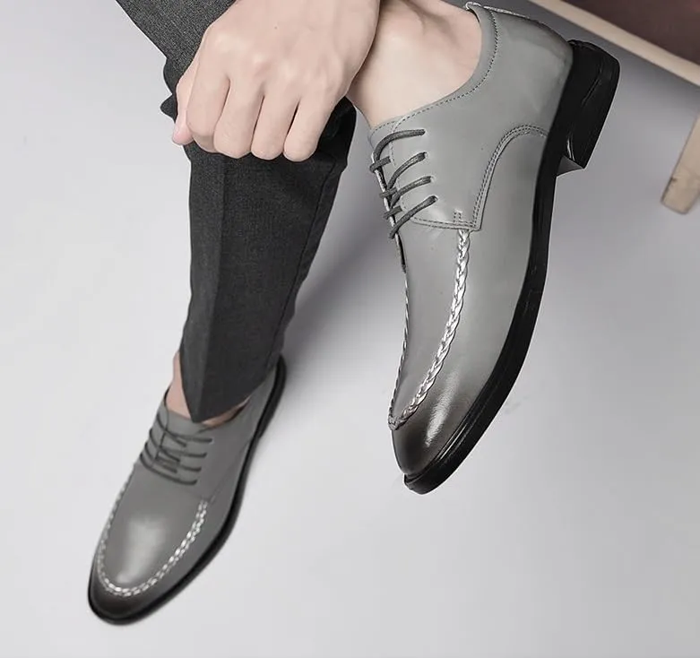Men’s Lace-Up Dress Shoes Genuine Leather Business Oxford Shoes with Non-Slip Sole