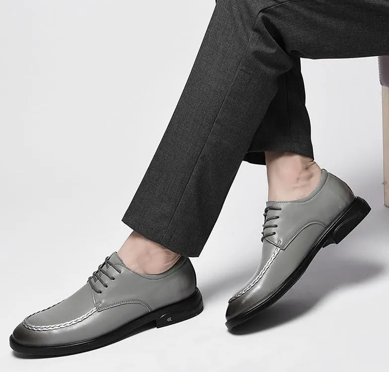 Men’s Lace-Up Dress Shoes Genuine Leather Business Oxford Shoes with Non-Slip Sole