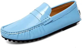Mens Loafers Shoe Round Toe Leather Driving Penny Loafers Slip Resistant Anti-Slip Flat Heel Prom Wedding Slip-on
