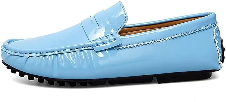 Mens Loafers Shoe Round Toe Leather Driving Penny Loafers Slip Resistant Anti-Slip Flat Heel Prom Wedding Slip-on