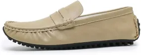 Mens Loafers Shoe Solid Color Leather Penny Driving Loafers Flat Heel Lightweight Flexible Outdoor Prom Slip On