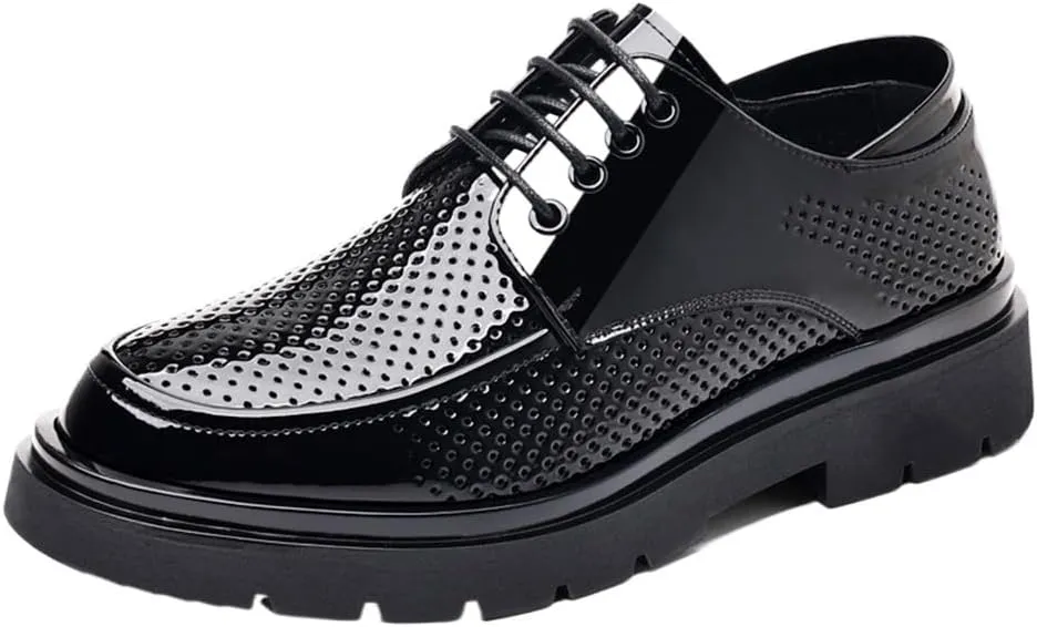 Men's Oxfords Leather Formal Dress Breathable Hollow Black Loafers Men New Shoes Fashion Casual Wedding Business Tuxedo Shoes for Men