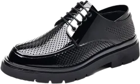 Men's Oxfords Leather Formal Dress Breathable Hollow Black Loafers Men New Shoes Fashion Casual Wedding Business Tuxedo Shoes for Men