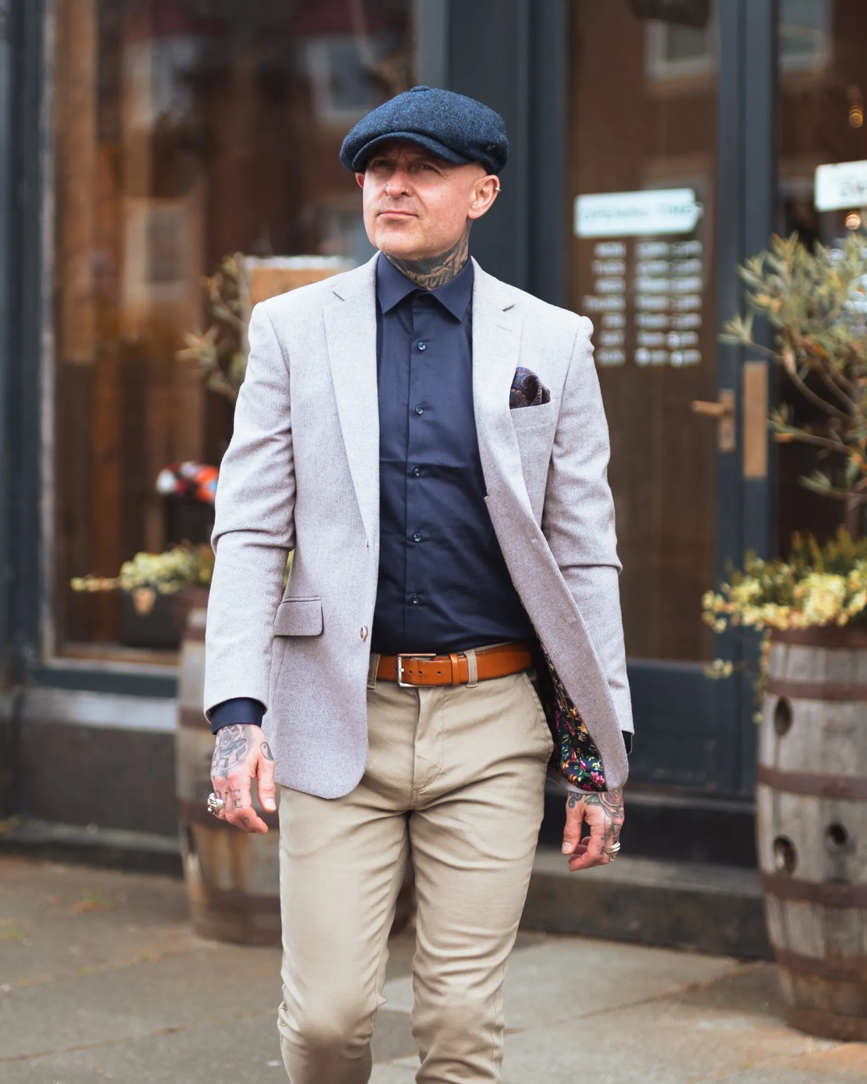 Simon's Stone & Navy Smart Casual Look