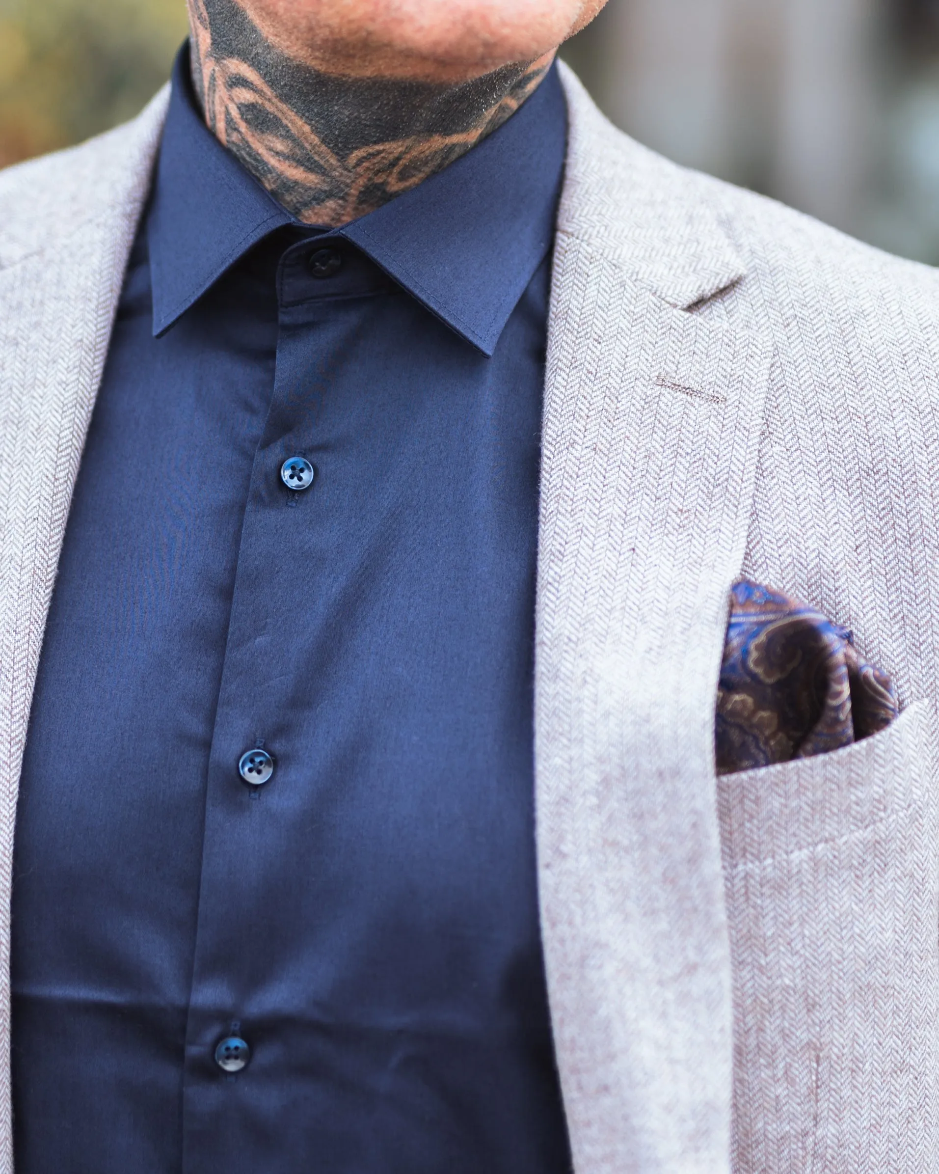 Simon's Stone & Navy Smart Casual Look