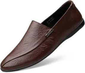 Smoking Loafer Driving Moccasins for Men Genuine Leather Stitching Details Round Toe Rubber Sole Flexible Lightweight Resistant Outdoor Slip on for Any Attire