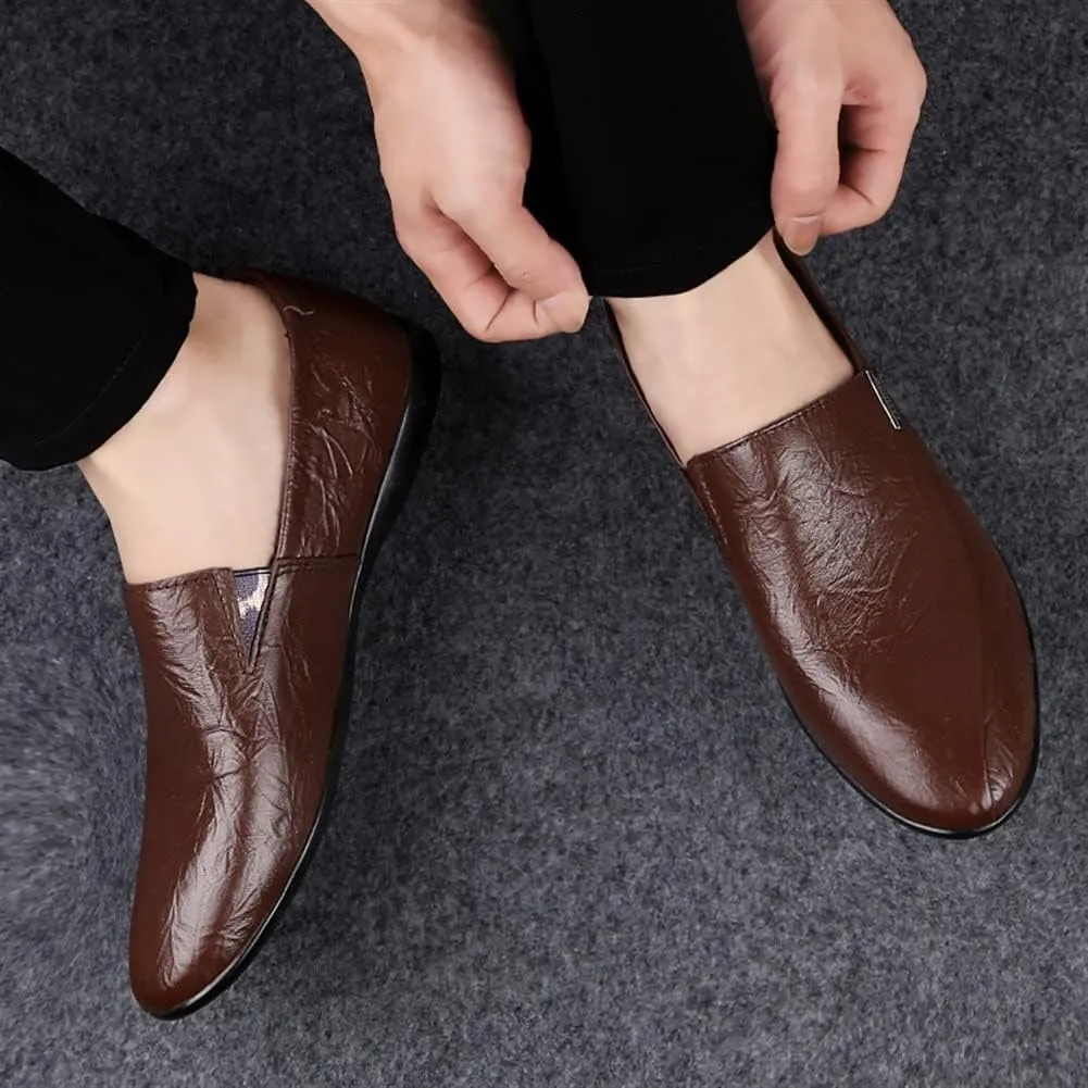 Smoking Loafer Driving Moccasins for Men Genuine Leather Stitching Details Round Toe Rubber Sole Flexible Lightweight Resistant Outdoor Slip on for Any Attire