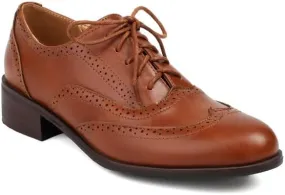 Women's Brogue Low Heel Lace Up Oxford Shoes