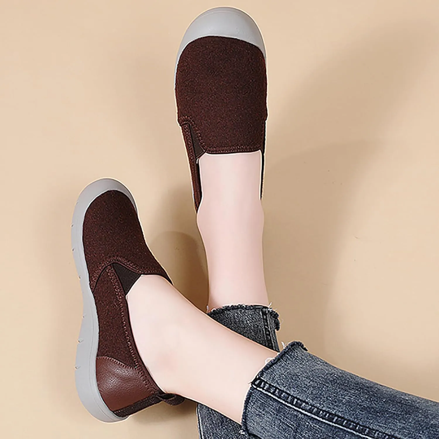 Women's Comfortable Orthopedic Loafers Casual Slip-On Comfortable Soft Sole Work Walking Shoes Breathable Anti-Slip Mom Shoes