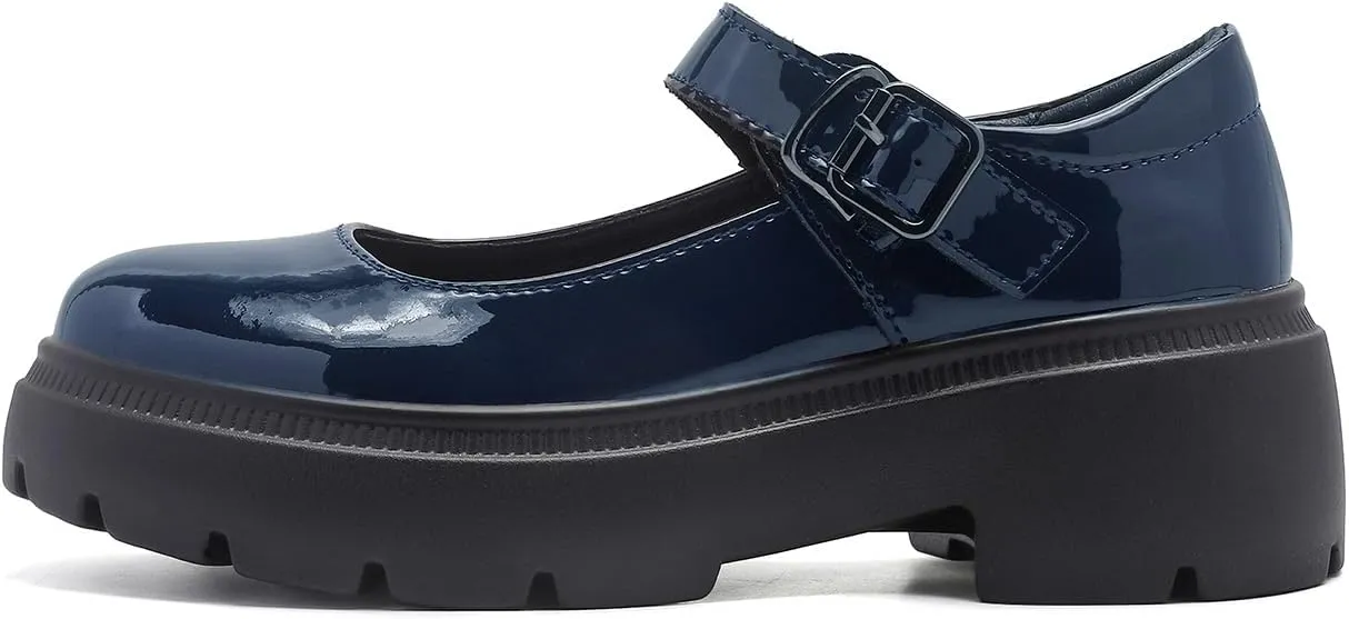 Womens Mary Jane Shoes Round Toe Ankle Buckle Strap Chunky Heel Platform Pumps Comfortable for Casual Dressy Party Work Oxfords
